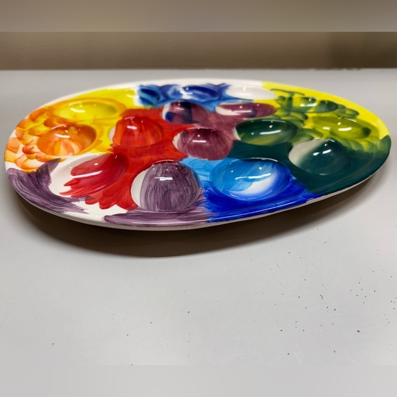 Anthropologie Rainbow Deviled Egg Serving Platter Retired Rare Hard 2 Find 10x13 - Picture 4 of 5